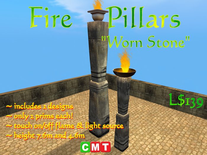 Fire Pillars - Worn Stone