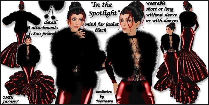 Fur jacket sculpt  "In the Spotlight" mink fur jacket black NEW