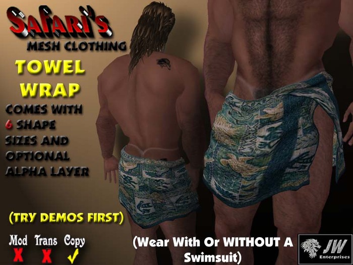 Safari's - Men's Towel Wrap (Green Hawiian 1)