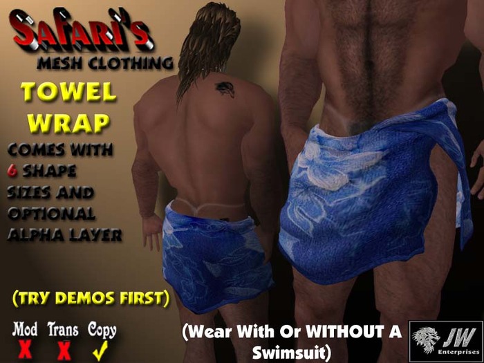 Safari's - Men's Towel Wrap (Blue Hawiian 1)