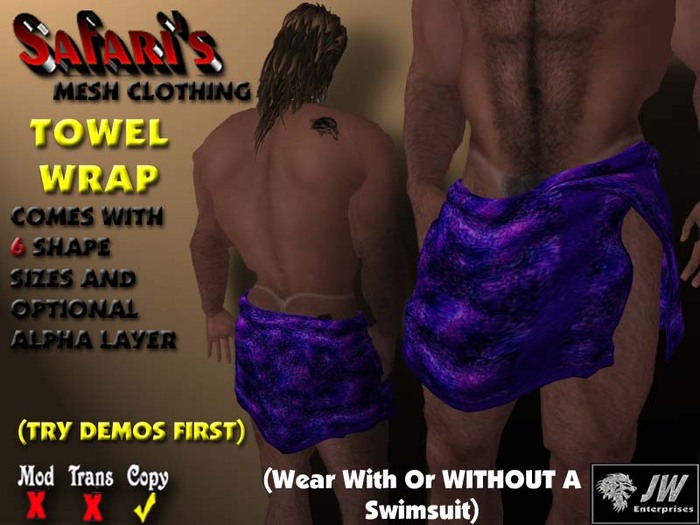 Safari's - Men's Towel Wrap (Purple Geo 1)