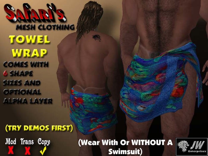 Safari's - Men's Towel Wrap (Blue Hawiian 3)