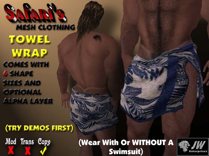 Safari's - Men's Towel Wrap (Blue Hawiian 2)