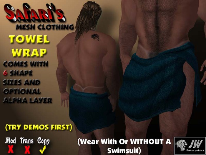 Safari's - Men's Towel Wrap (Solid Teal)