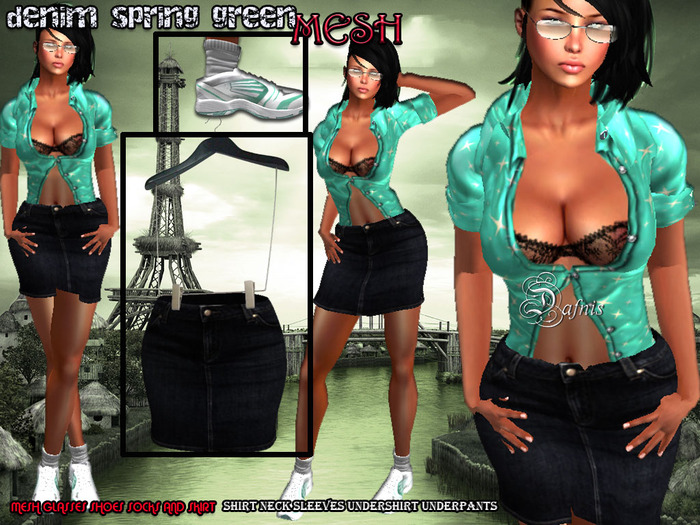 *DAFNIS MESH Denim Spring Green