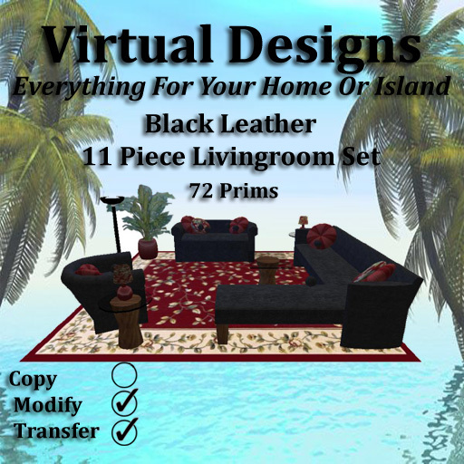 Black Leather 11 Piece Livingroom Set