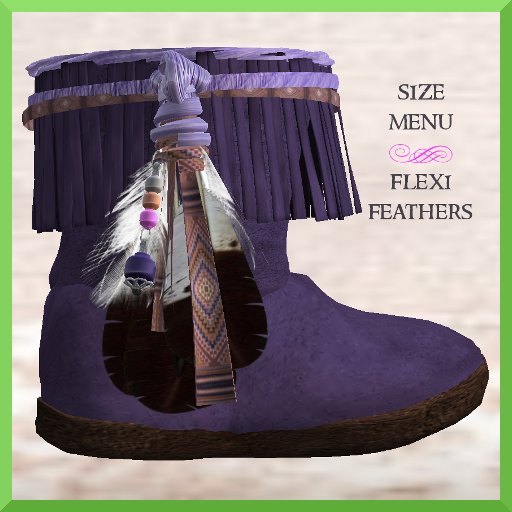 (WA) Tiny Tot / Toddler Makezin Short Fringed Leather Boots with Feathers Purple