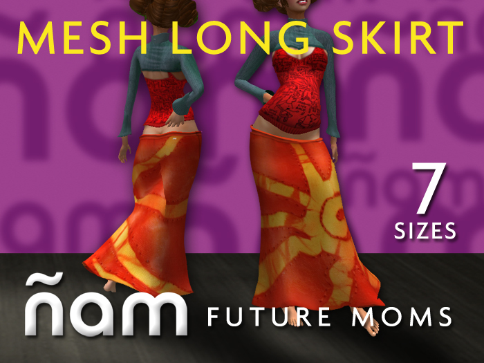 Mesh Long Skirt Batik Orange (Rigged)