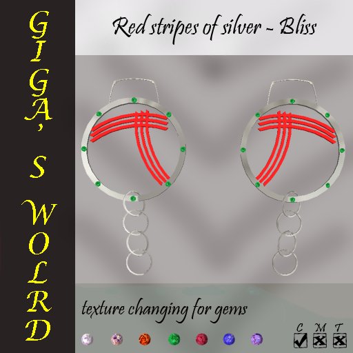 Red Stripes silver earrings - Bliss