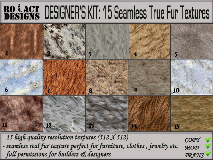 ..::RO!ACT::..DESIGNS 15 Seamless True Fur Textures