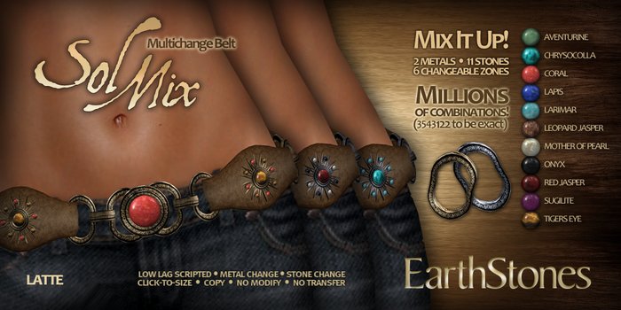 EarthStones Sol Mix Belt - Latte (BOX)