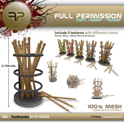 Toothpick Barn Second Life Marketplace - Full perms MESH by Flax Pye >> Toothpicks ...