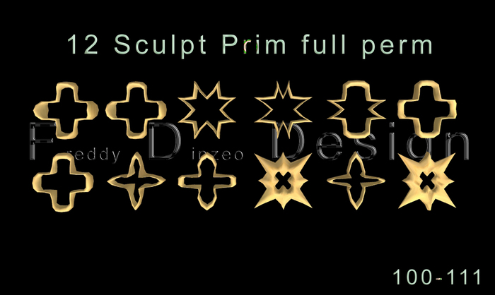 FD Sculpt Group 100-111 in Box Full Perm Prims