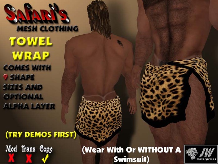 Safari's - Men's Towel Wrap (Leopard)