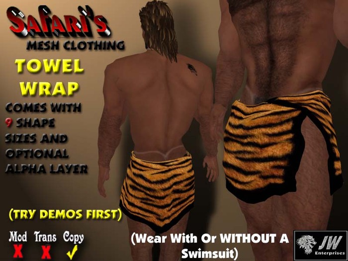 Safari's - Men's Towel Wrap (Tiger)
