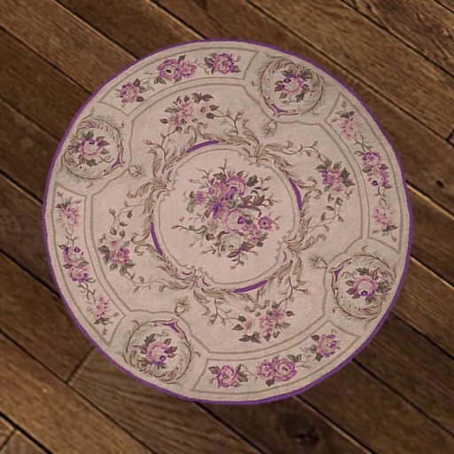 Rug Round cream & Flowers Boxed
