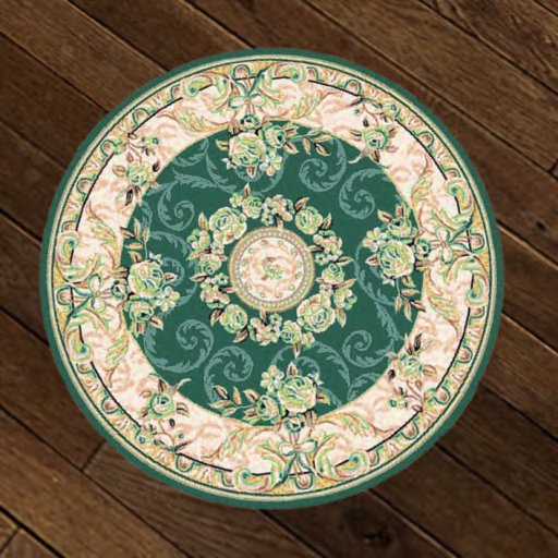 Rug Round Jade Flowers Boxed