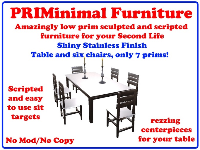 PRIMinimal Steel Dining Table (Stainless, Large)