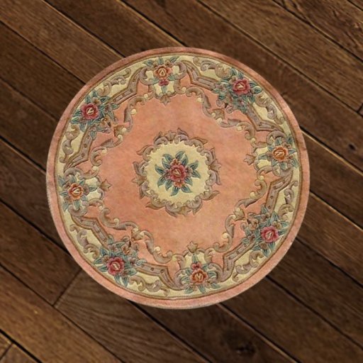 Rug Round Peach Flowers Boxed