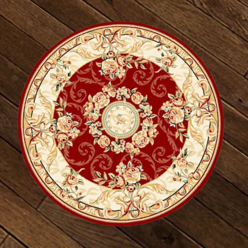 Rug Round Red Flowers Boxed