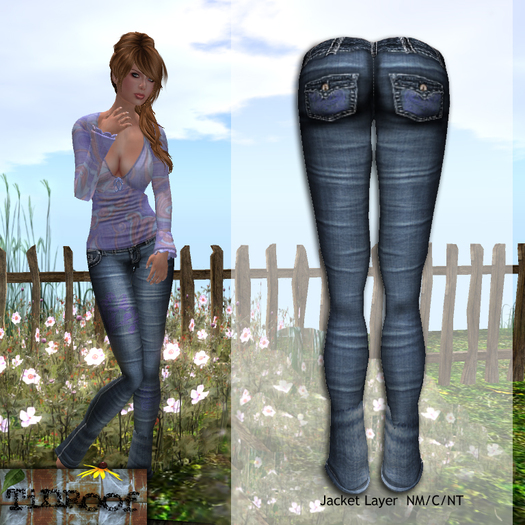 Embroidered Jeans Purple Grape