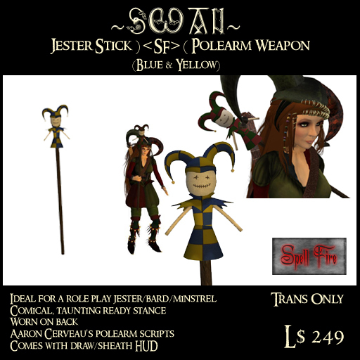 ~SWAN~ Jester Stick )<SF>( Polearm (Blue/Yellow)