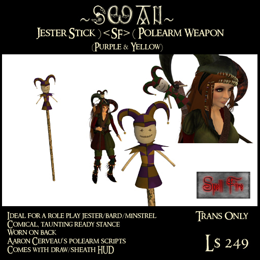 ~SWAN~ Jester Stick )<SF>( Polearm (Purple/Yellow)