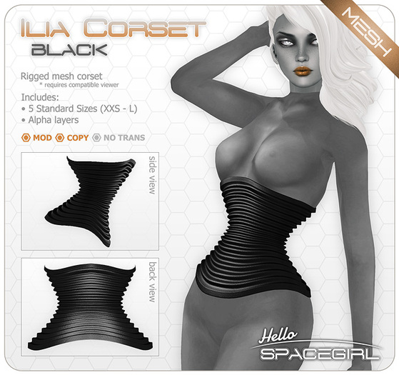 Hello Spacegirl - Ilia Corset Black (MESH)