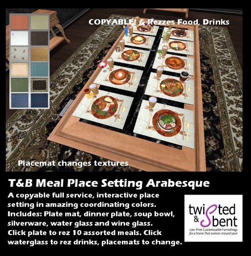 Dinner Place Setting with meals/food - Arabesque