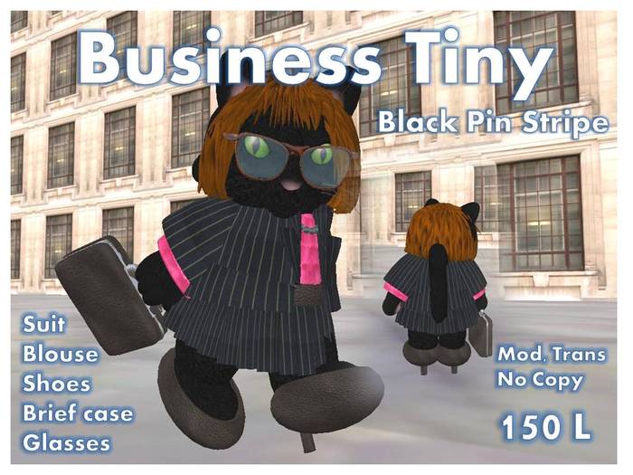 Business Tiny Black Pin Stripe Suit