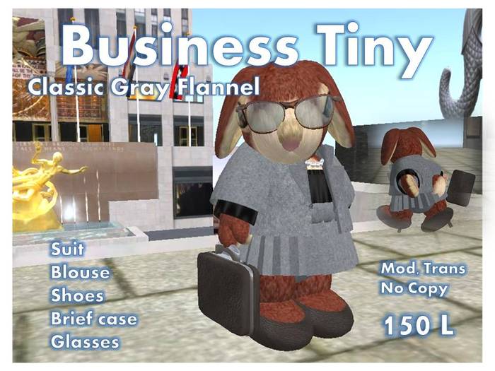 Business Tiny Classic Gray Flannel Suit
