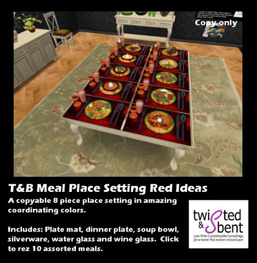 Dinner Place Setting with meals/food - Red Ideas
