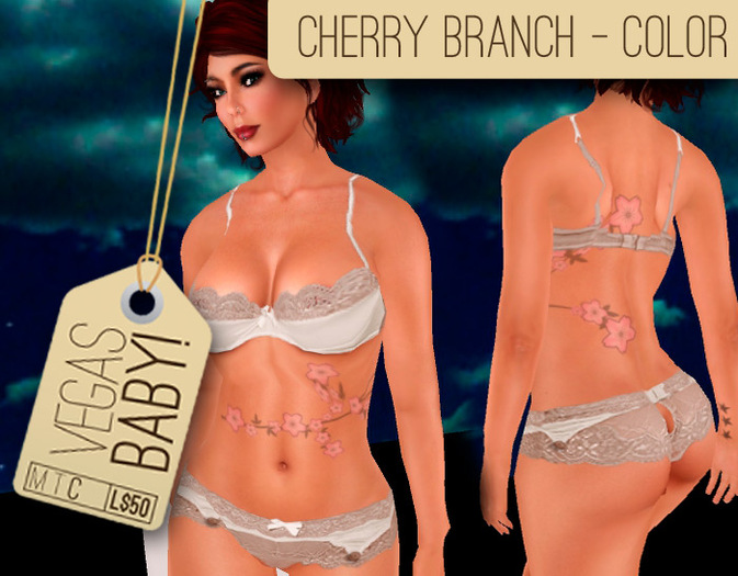 Vegas Baby! Color Cherry Branch Tattoo