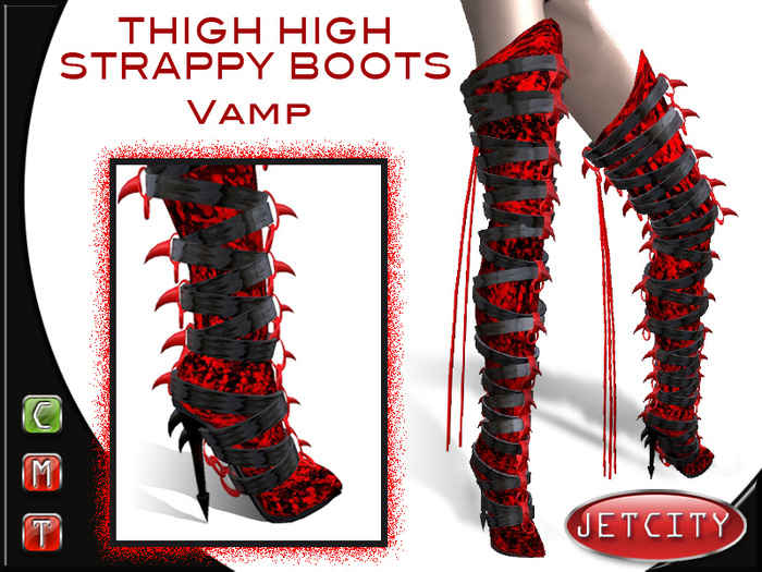 JETCITY - Thigh High Strappy Boots > Vamp