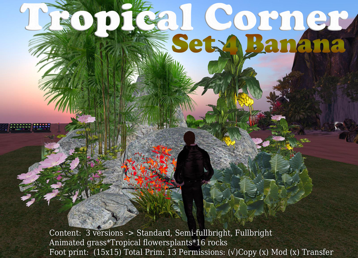 Awesome Tropical Corner Set 4 Banana Ed*13 prims*Realistic Tropical plants* ONLY L$499 during PROMO!!!