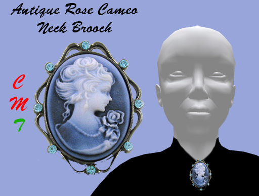 Blue Cameo Neck Brooch
