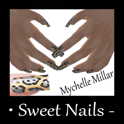 Long Nails 05 Color Furry Cheet Metallic gold black and silver Collection NAIL ROCK