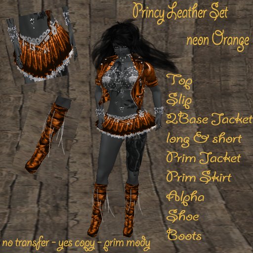 Princy Leather Set neon Orange BOX