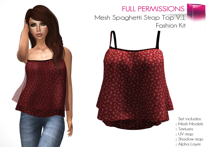 Full Perm Classic Rig Female Cute Sheer Layered Camisole Cami Top for Classic Avatars