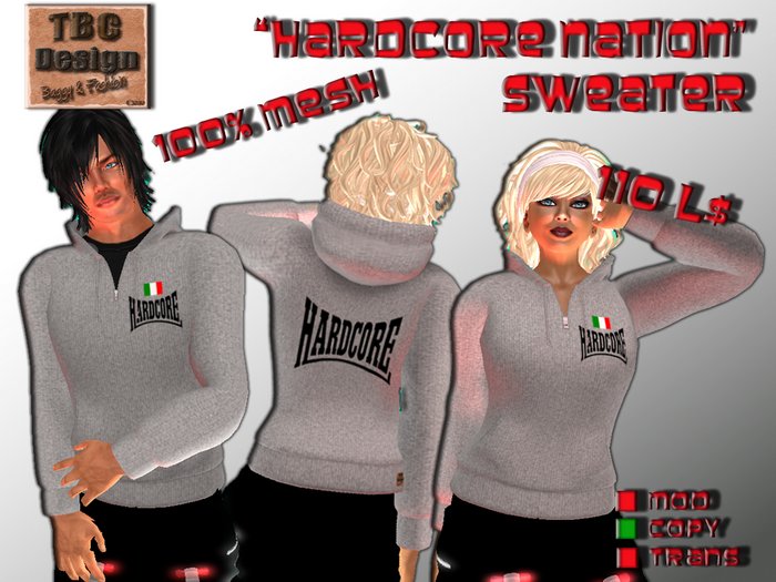 .:TBC Design:. Mesh Sweater Hardcore Nation Grey - I