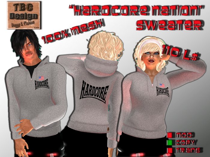 .:TBC Design:. Mesh Sweater Hardcore Nation Grey - USA