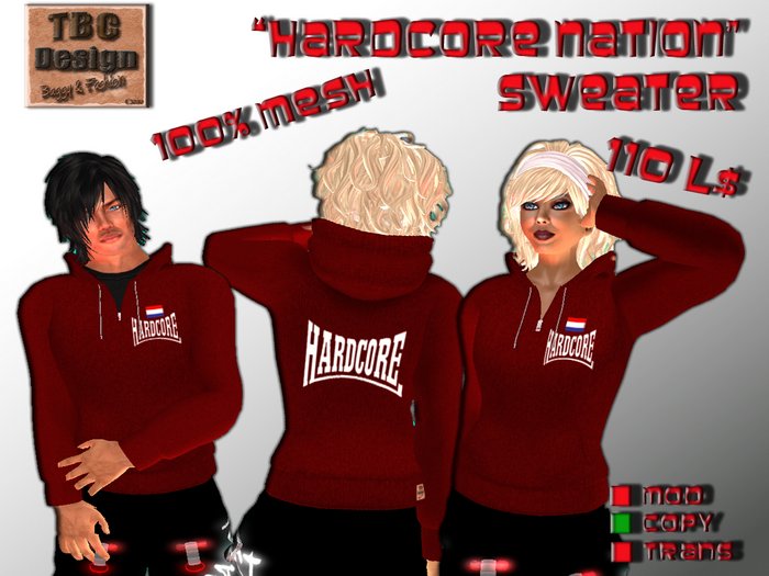 .:TBC Design:. Mesh Sweater Hardcore Nation Red - NL
