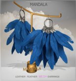 [MANDALA]Leather Feather earring/Blue (WEAR ME)