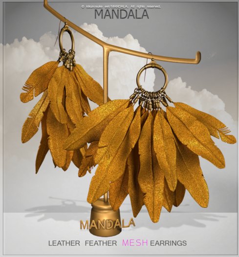 [MANDALA]Leather Feather earring/Gold (WEAR ME)
