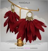 [MANDALA]Leather Feather earring/Red (WEAR ME)