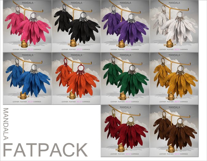 FAT PACK[MANDALA]Leather Feather EArrings (WEAR ME)