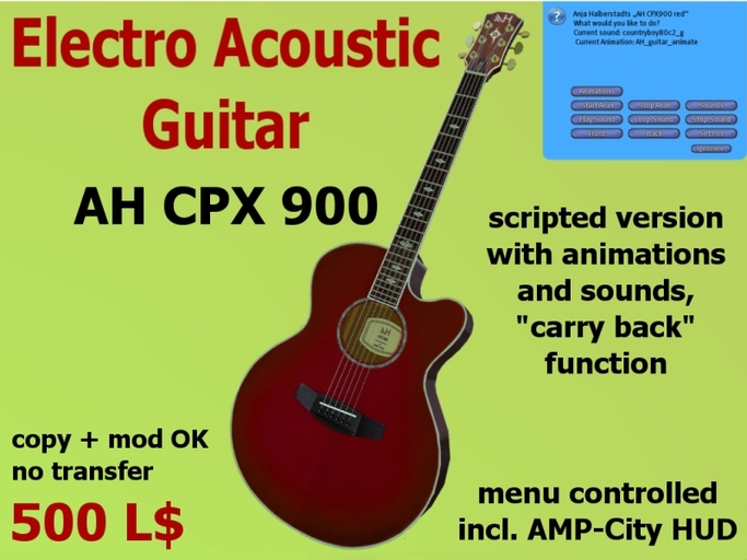 Second Life Marketplace Electro Acoustic Guitar