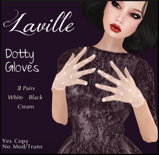 ! Laville ! Dotty Lace Gloves - Black, White, Cream