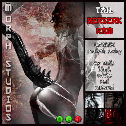 0o MORPH TAILS Berserk Ram with realistiv swing / black, red, white, natural