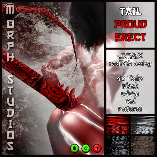 0o MORPH TAILS Proud Erect with realistiv swing / black, red, white, natural
